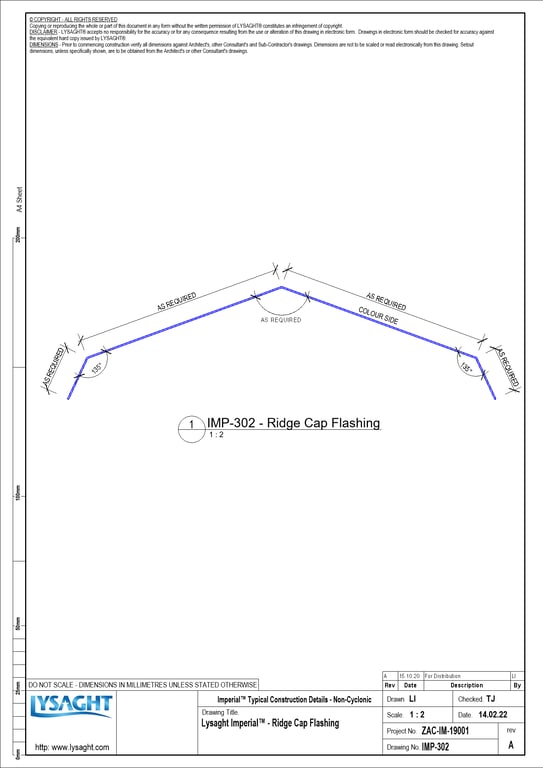 IMP302 Lysaght Imperial™ Ridge Cap Flashing